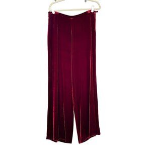 Eileen Fisher Red Velvet Holiday Luxe Top Pant Set Sz M